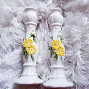 Candle Holders with Flower Designs Set of 2